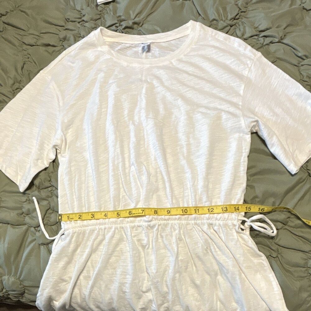 Old Navy Women's White Solid T-Shirt Dress Crew Neck Short Sleeve M Knee